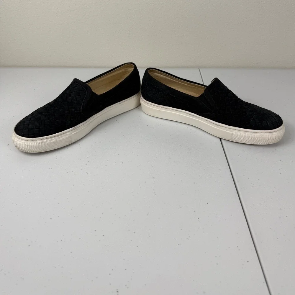 M. Gemi Womens The‎ Cerchio Black Woven Nubuck Suede Sneakers Loafers EU37/US 7